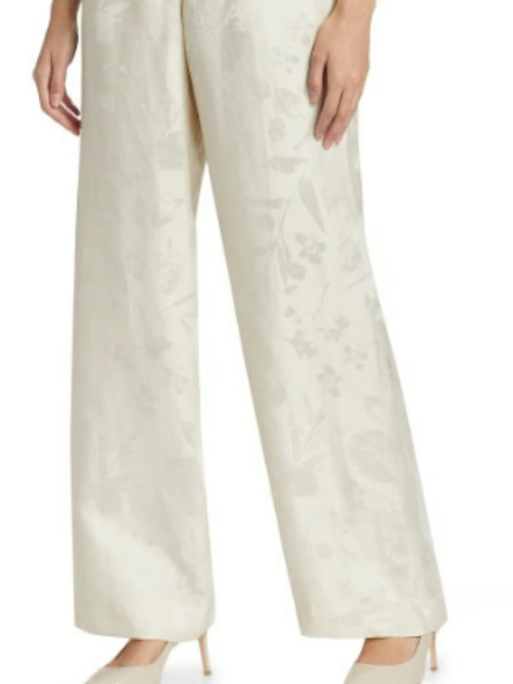 Lafayette 148 New York Wide Leg Linen Blend Pants Ivory Size 8